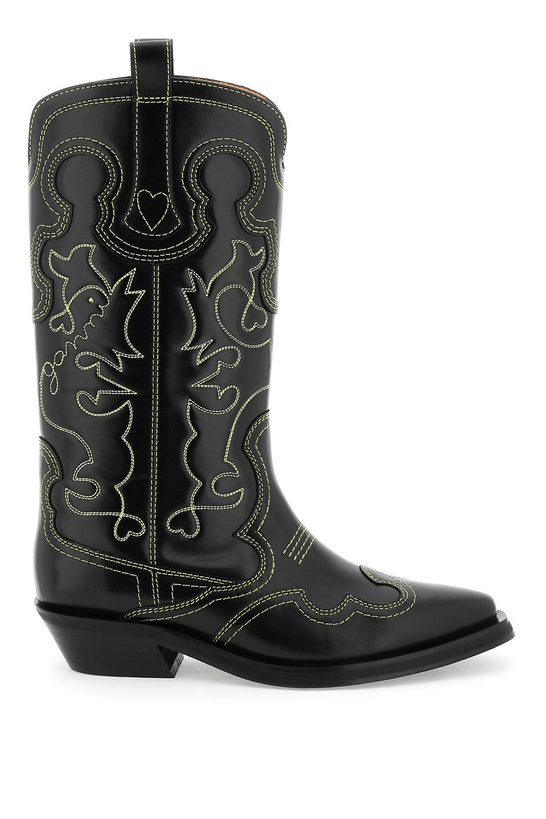 Ganni Embroidered Western Boots   Giallo