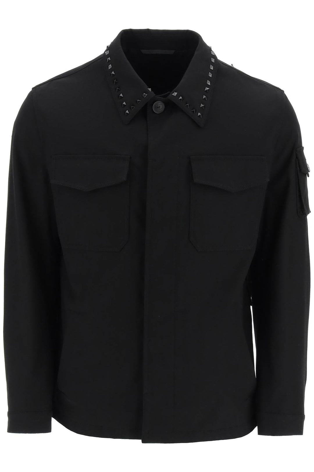 Valentino Black Untitled Studs Workwear Jacket   Nero