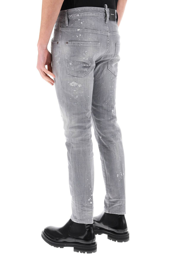 Dsquared2 Skater Jeans In Grey Spotted Wash   Grigio