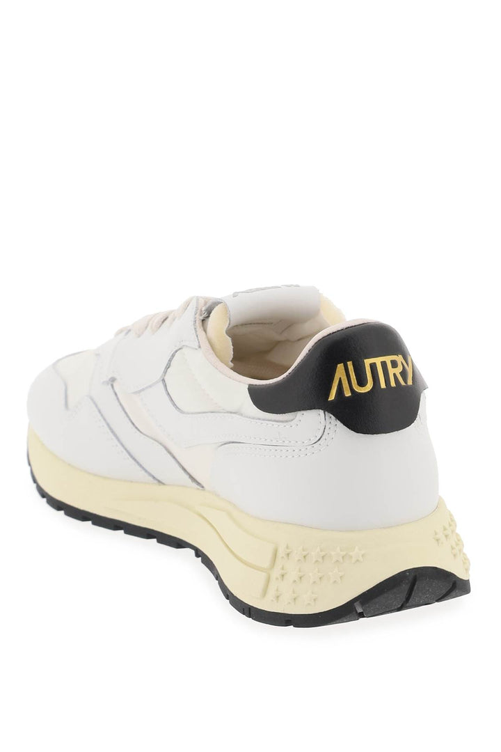 Autry Low Cut Nylon And Leather Reelwind Sneakers   Bianco