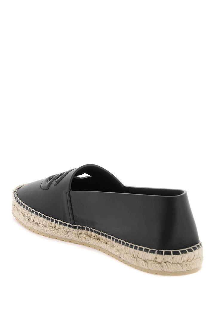 Dolce & Gabbana Leather Espadrilles With Dg Logo And   Nero