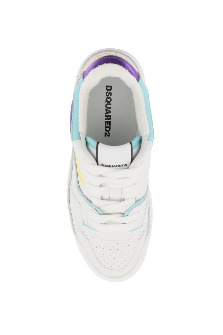 Dsquared2 Smooth Leather New Jersey Sneakers In 9   Bianco