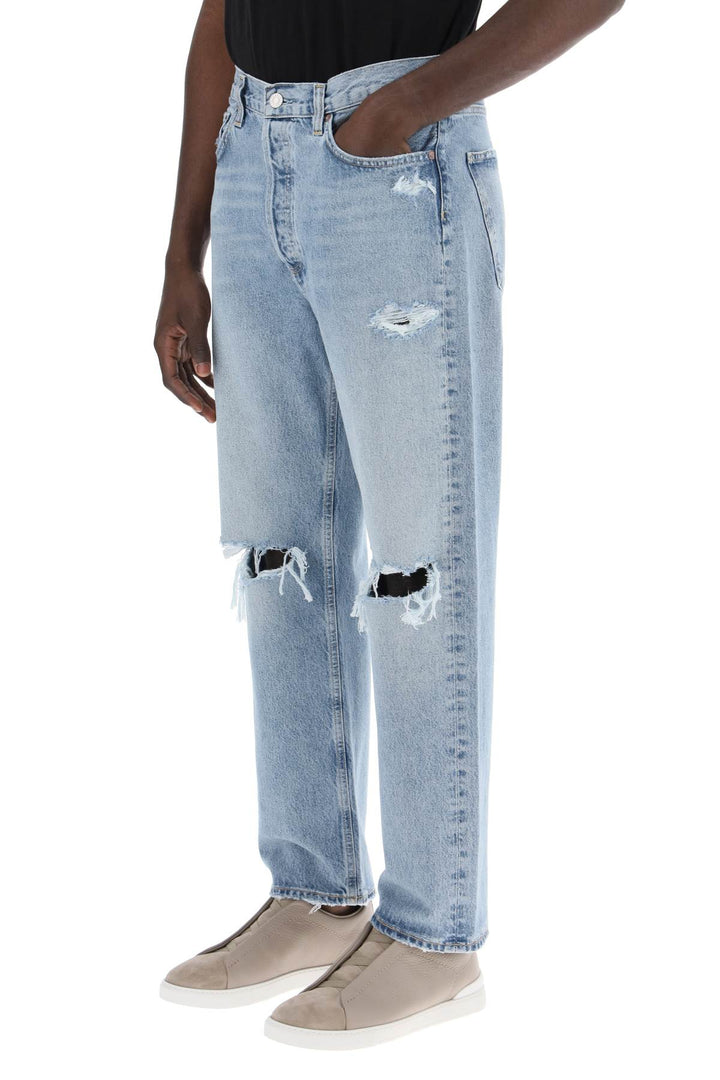Agolde 90's Destroyed Jeans With Distressed Details   Blu