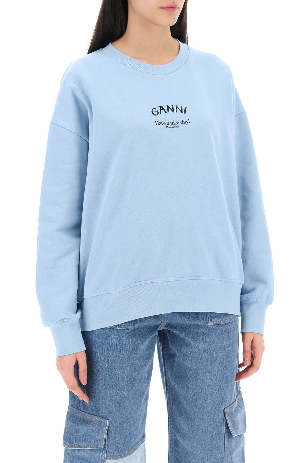 Ganni Organic Cotton Insulated Sweatshirt For   Celeste