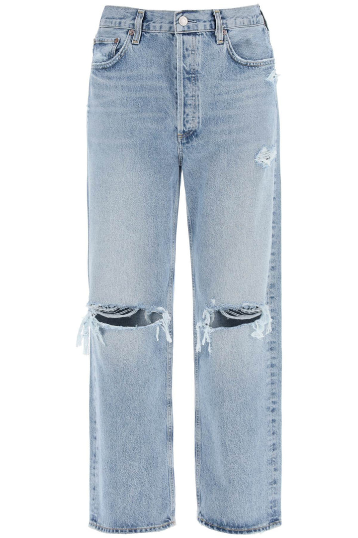 Agolde 90's Destroyed Jeans With Distressed Details   Blu