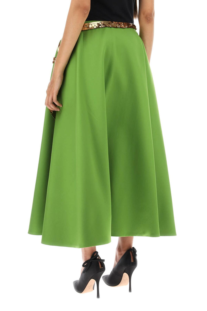 Valentino Garavani Techno Duchesse A Line Skirt With Sequin Studded Bow   Verde