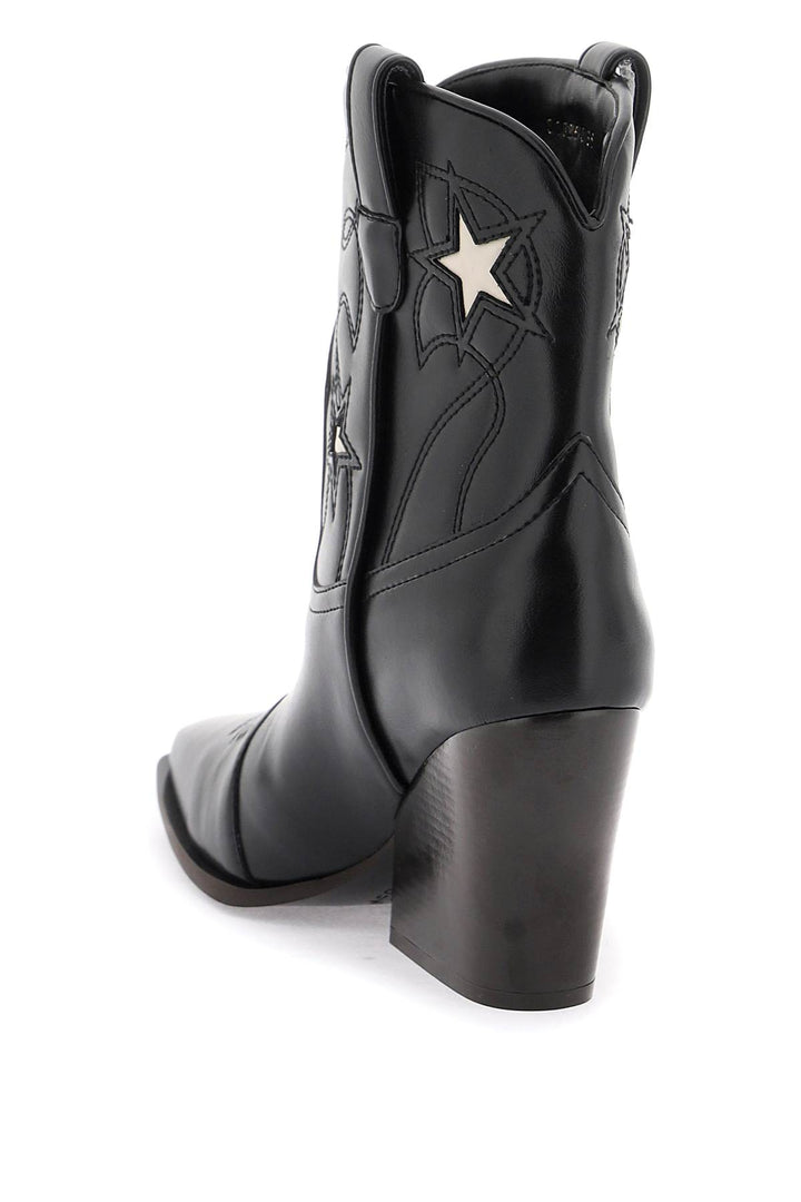 Stella Mc Cartney Texan Ankle Boots With Star Embroidery   Nero