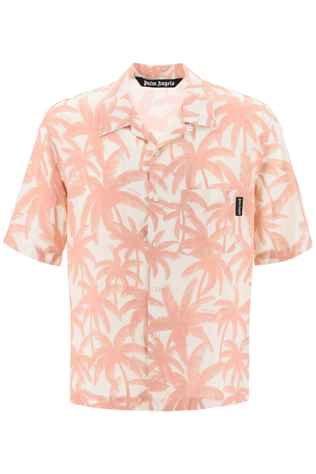 Palm Angels Bowling Shirt With Palms Motif   Rosa