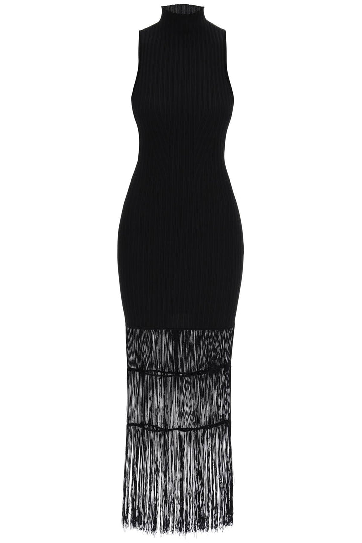 Khaite Replace With Double Quoteribbed Knit Dress With Fringe Detailsreplace With Double Quote   Nero