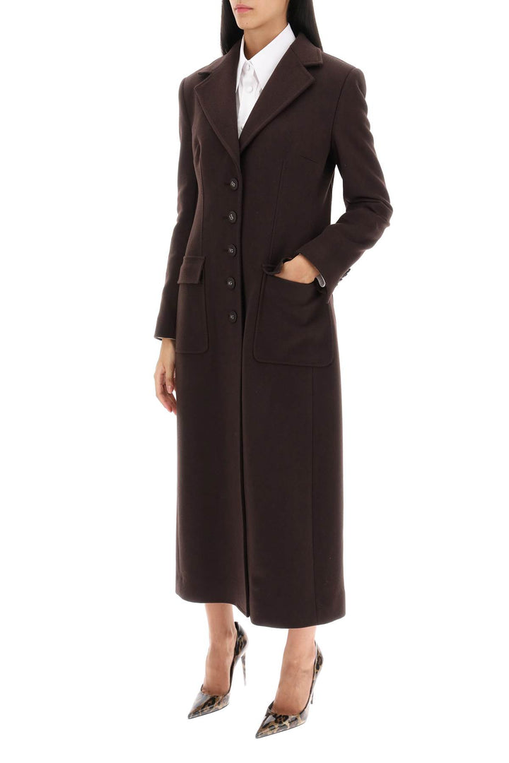 Dolce & Gabbana Shaped Coat In Wool And Cashmere   Marrone