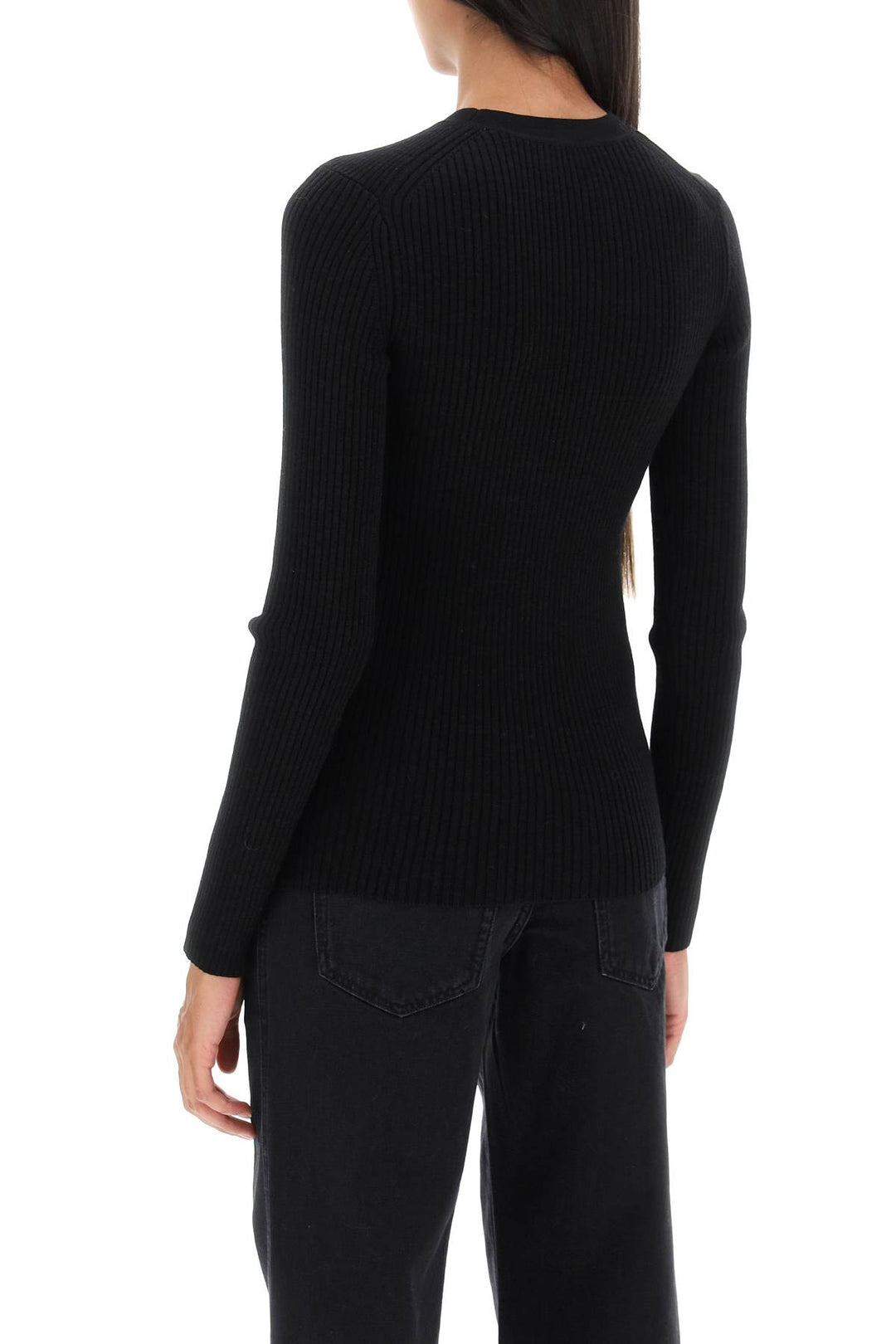 Isabel Marant 'Zana' Cut Out Sweater In Ribbed Knit   Nero