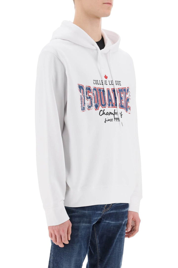 Dsquared2 Cool Fit Printed Hoodie   Bianco