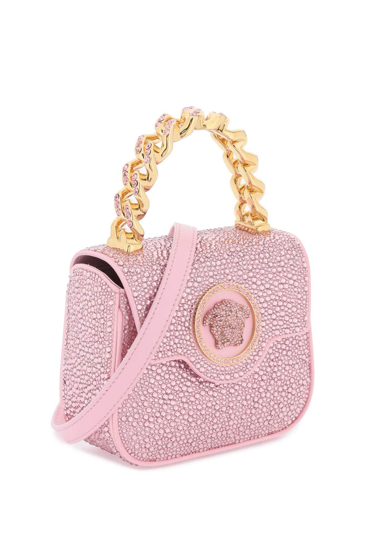 Versace La Medusa Handbag With Crystals   Rosa