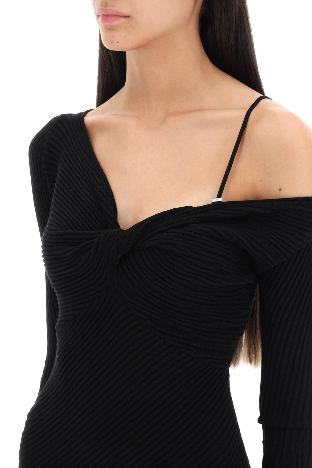 The Attico 'Desai' Mini Dress In Texturized Knit   Nero