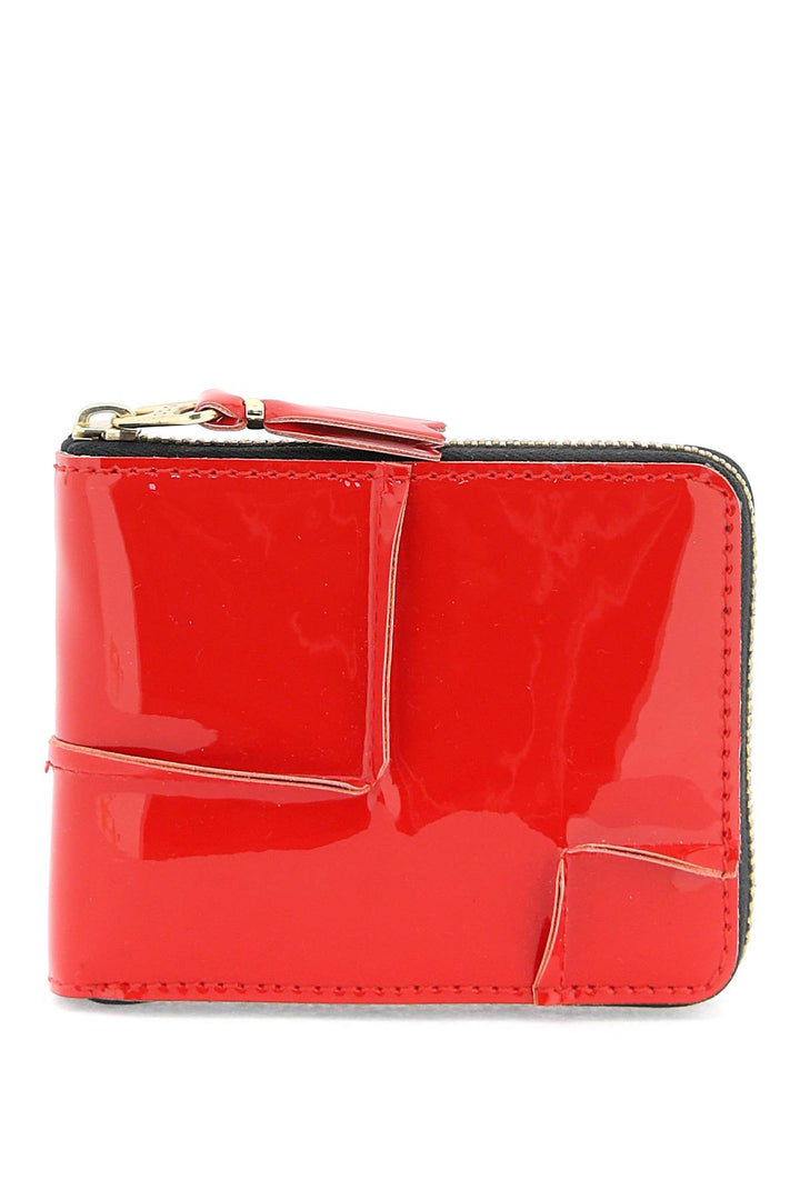 Comme Des Garcons Wallet Zip Around Patent Leather Wallet With Zipper   Rosso