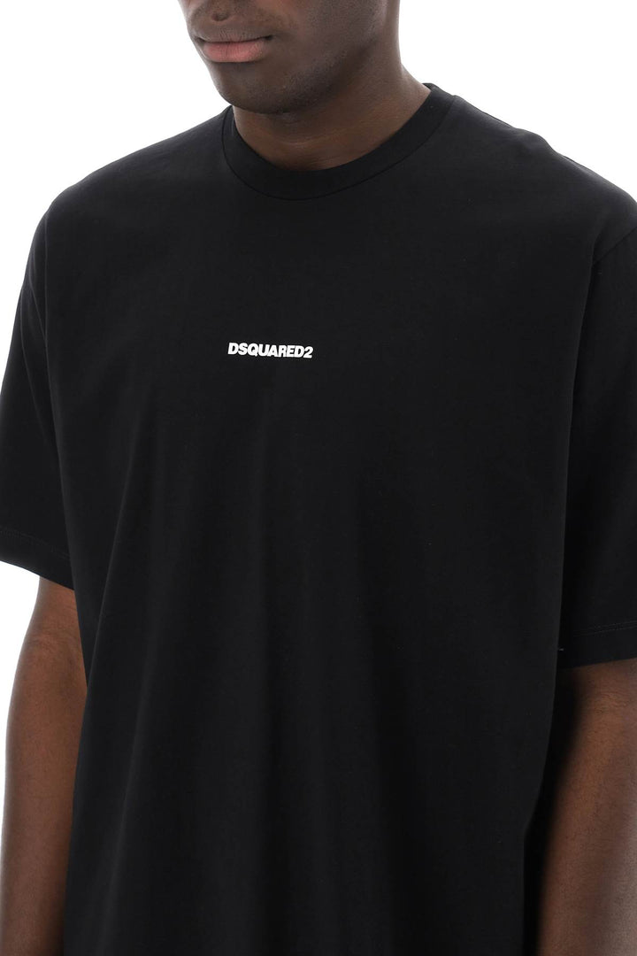 Dsquared2 Slouch Fit T Shirt With Logo Print   Nero