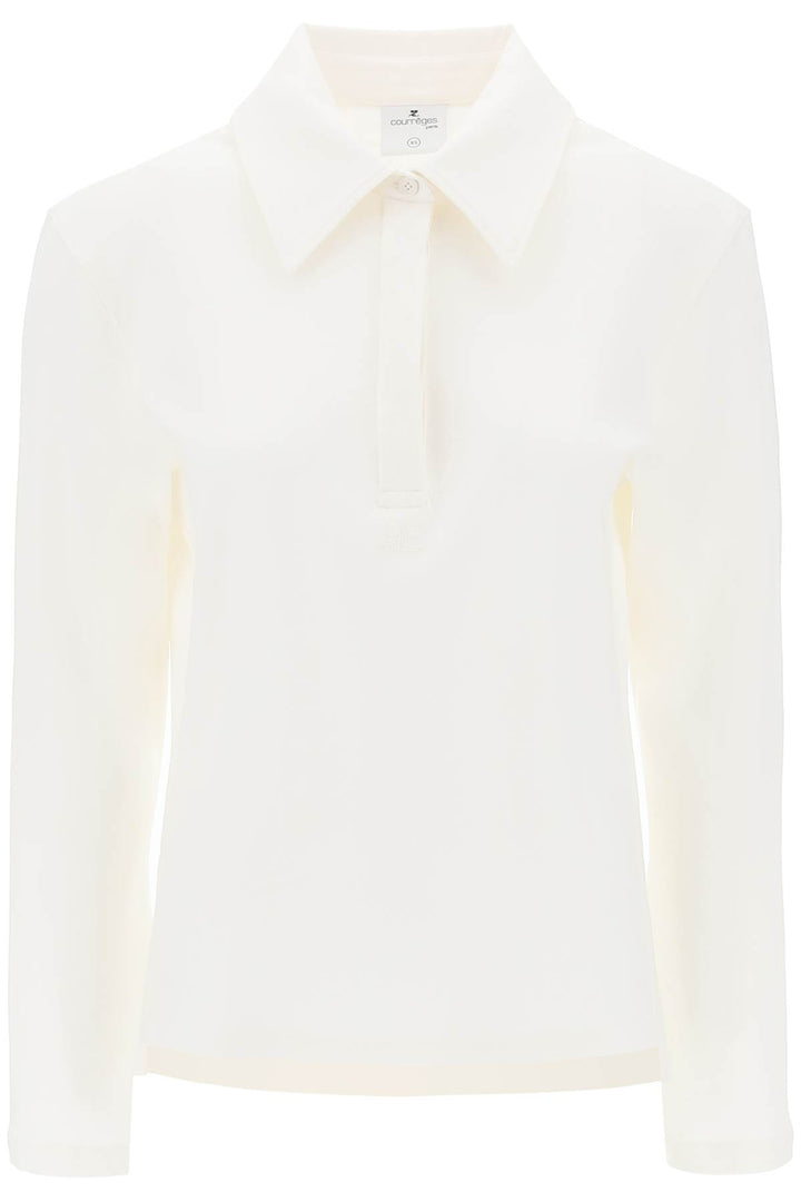 Courreges Cotton Piqué Polo Shirt   Bianco