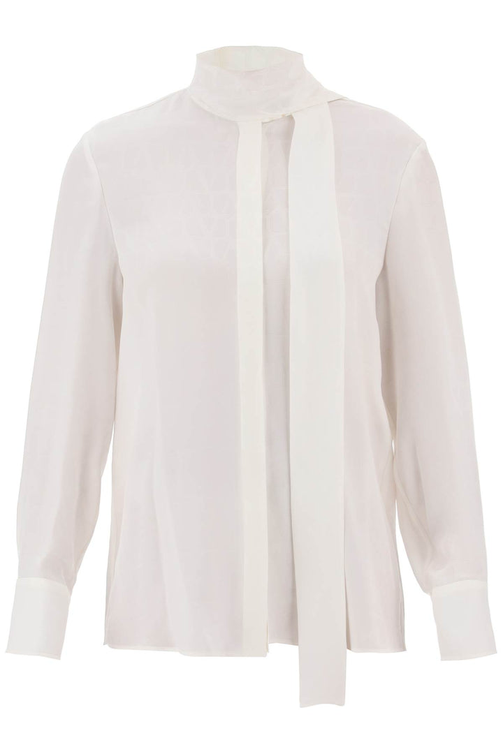 Valentino Garavani Toile Iconographe Shirt In Silk Jacquard   Bianco