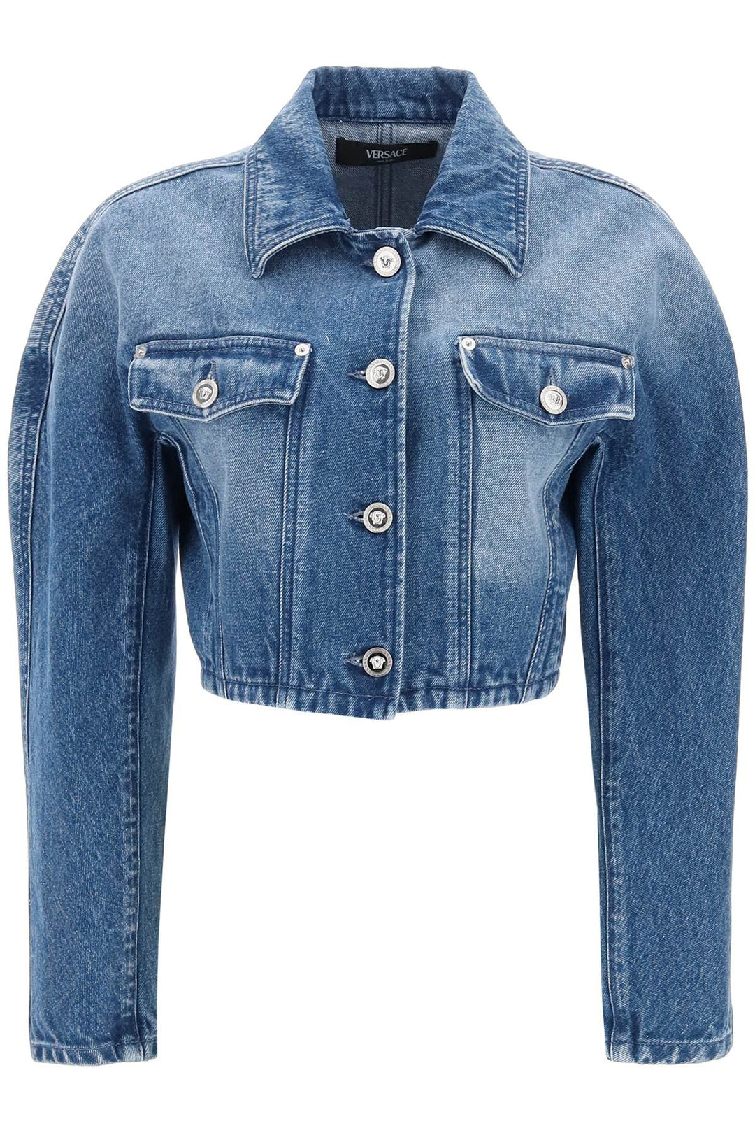 Versace Cropped Denim Jacket   Blu