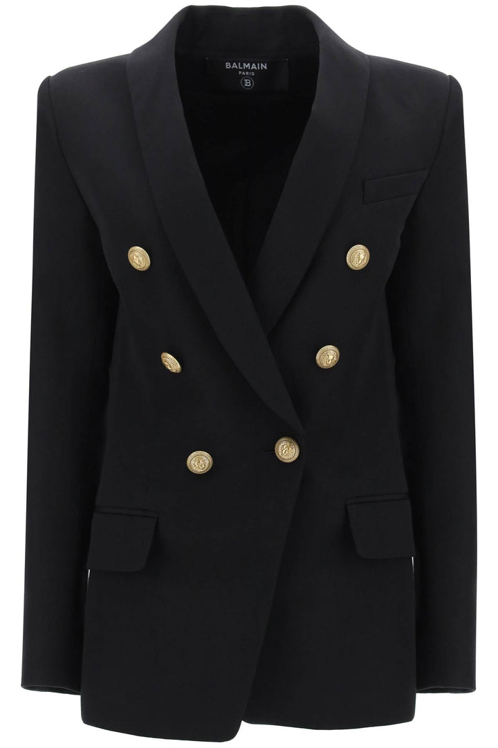 Balmain Double Breasted Jacket With Shaped Cut   Nero