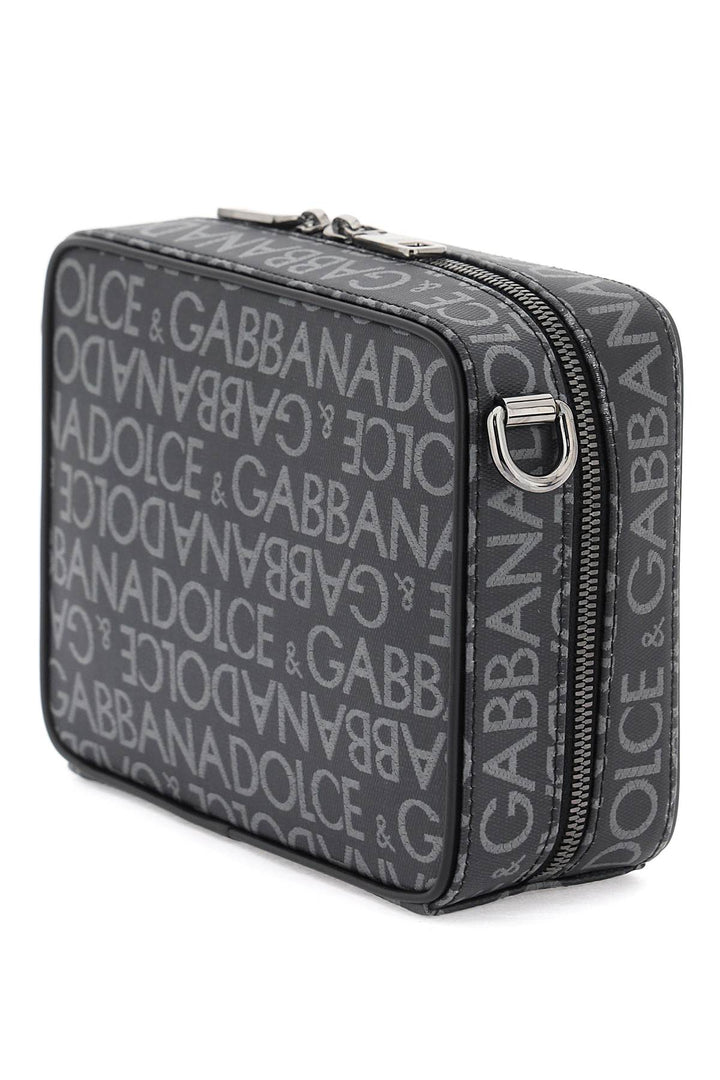 Dolce & Gabbana Coated Jacquard Messenger Bag   Nero
