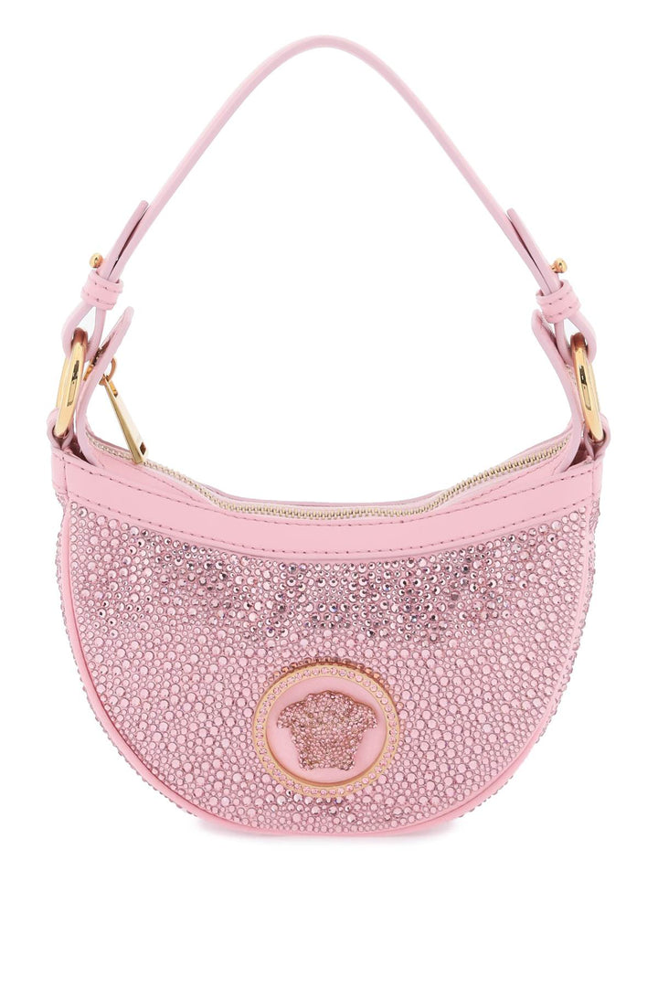 Versace Repeat Mini Hobo Bag With Crystals   Rosa