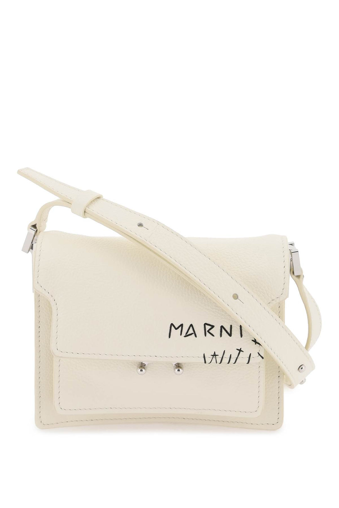 Marni Mini Soft Trunk Shoulder Bag   Bianco