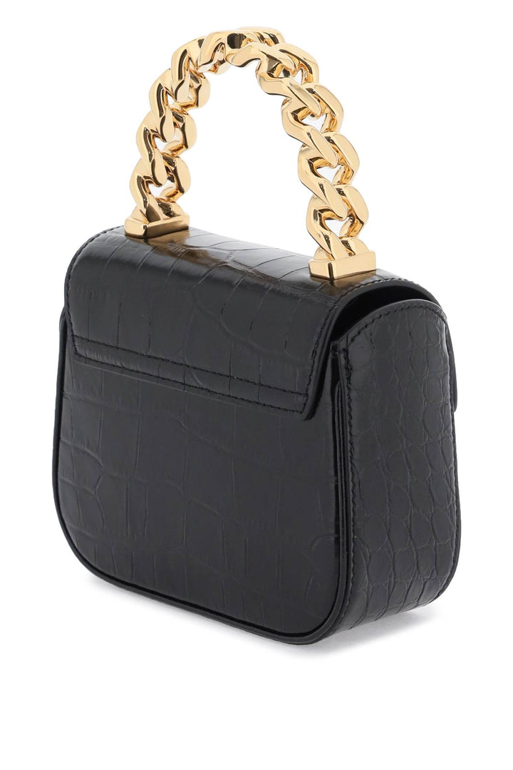Versace Croco Embossed Leather 'La Medusa' Mini Bag   Nero