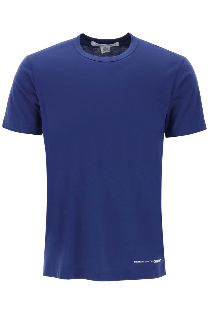 Comme Des Garcons Shirt Logo Print T Shirt   Blu