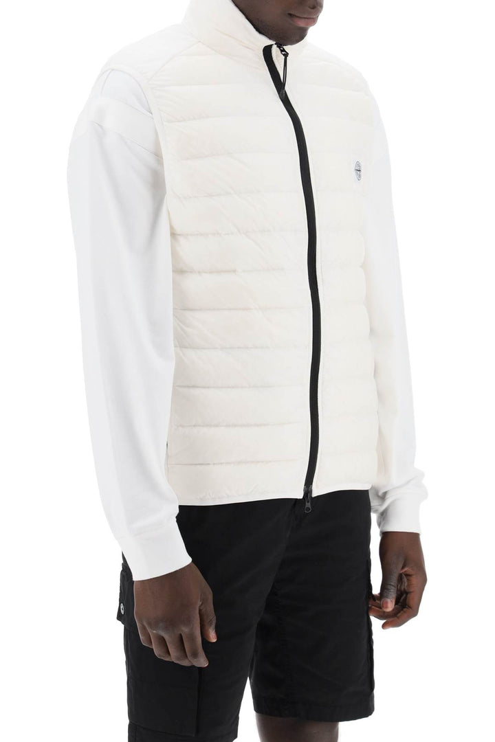 Stone Island Lightweight Puffer Vest In R Nylon Down Tc   Bianco