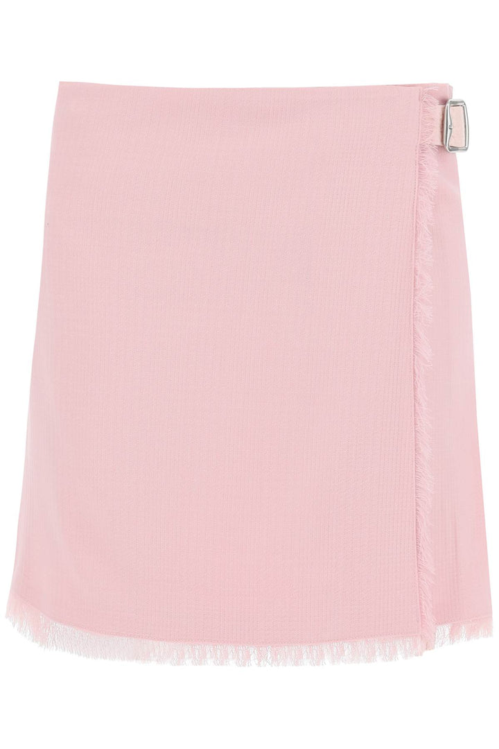 Burberry Textured Wool Mini Kilt Skirt   Rosa