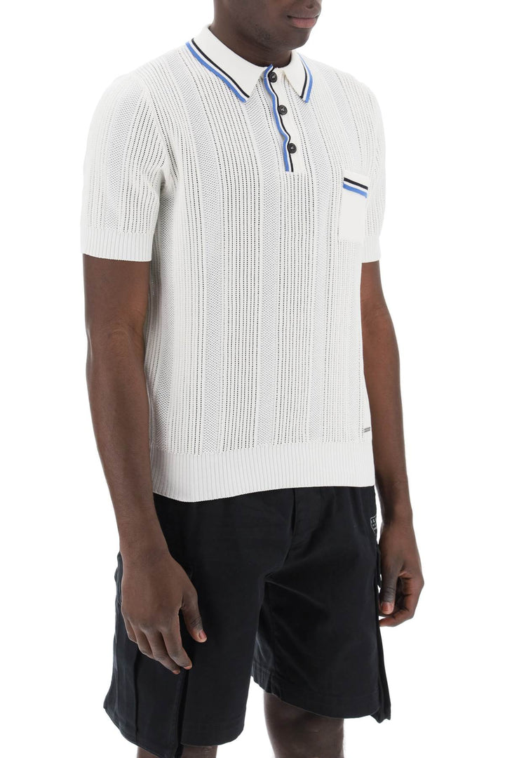 Dsquared2 Perforated Knit Polo Shirt   Bianco