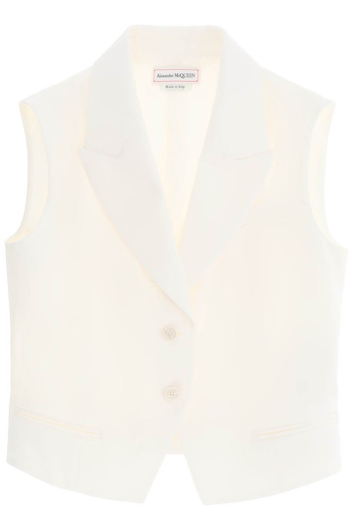 Alexander Mcqueen Cropped Viscose Twill Vest For   White