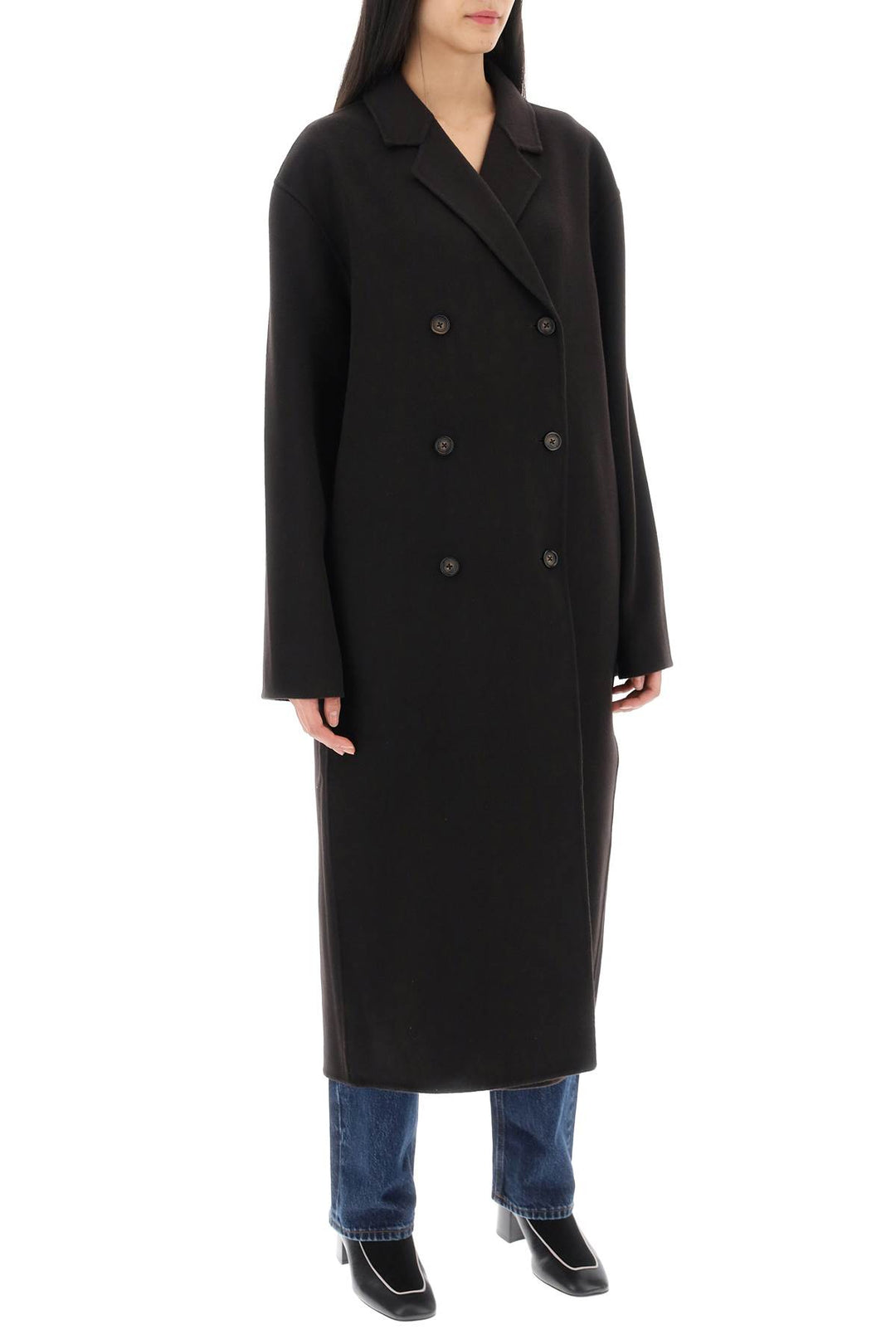 Toteme Oversized Double Breasted Wool Coat   Brown