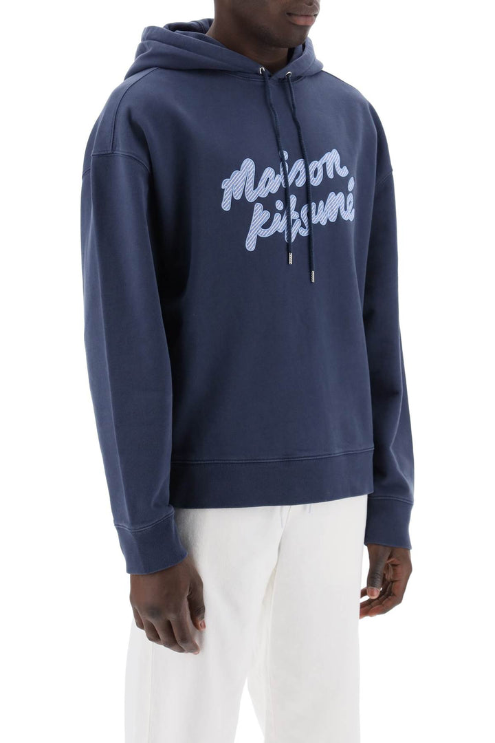 Maison Kitsune Hooded Sweatshirt With Embroidered Logo   Blu