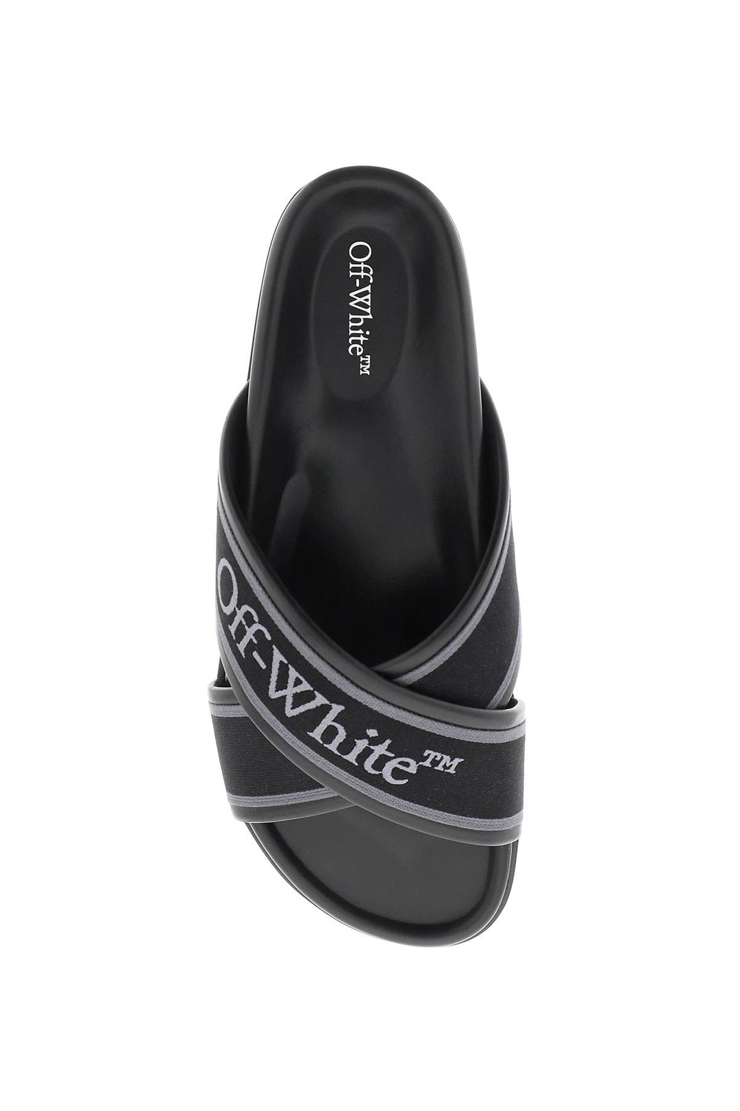 Off White Embroidered Logo Slides With   Nero