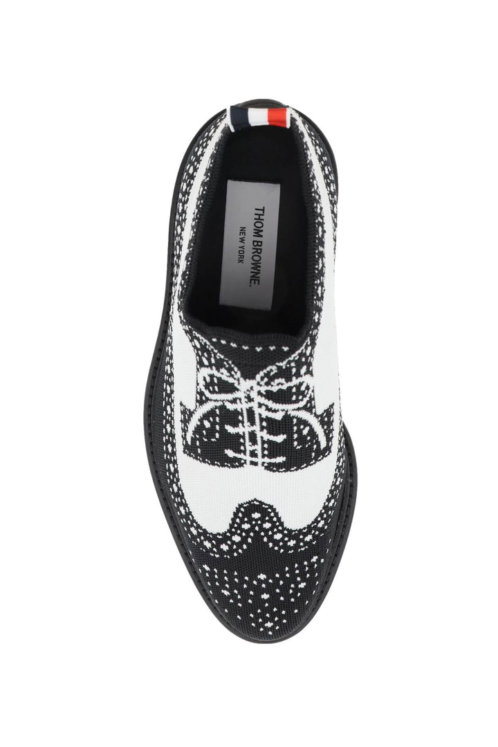 Thom Browne Longwing Brogue Loafers In Trompe L'oeil Knit   Nero