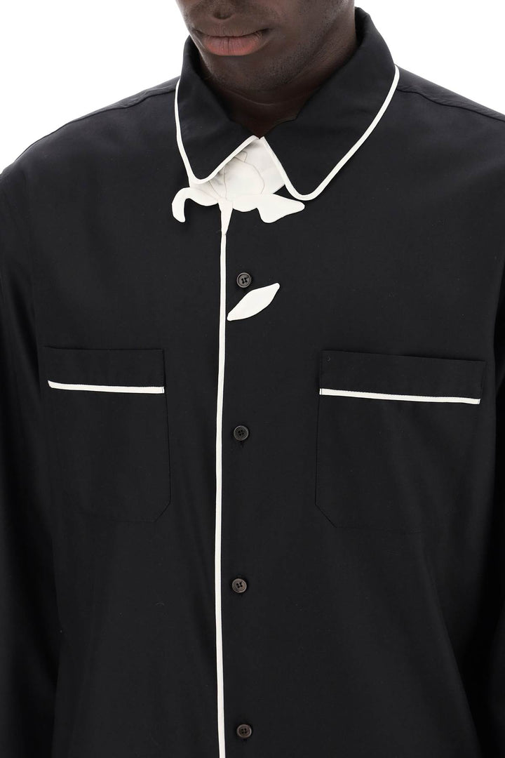 Valentino Garavani Replace With Double Quotepyjama Style Shirt With Flower   Nero