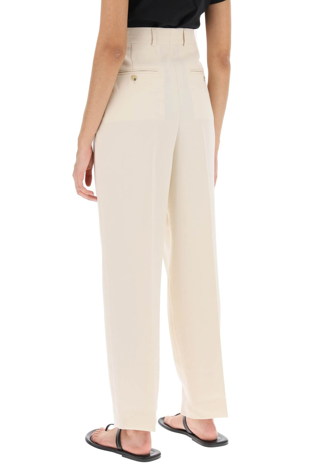Toteme Double Pleated Viscose Trousers   Beige