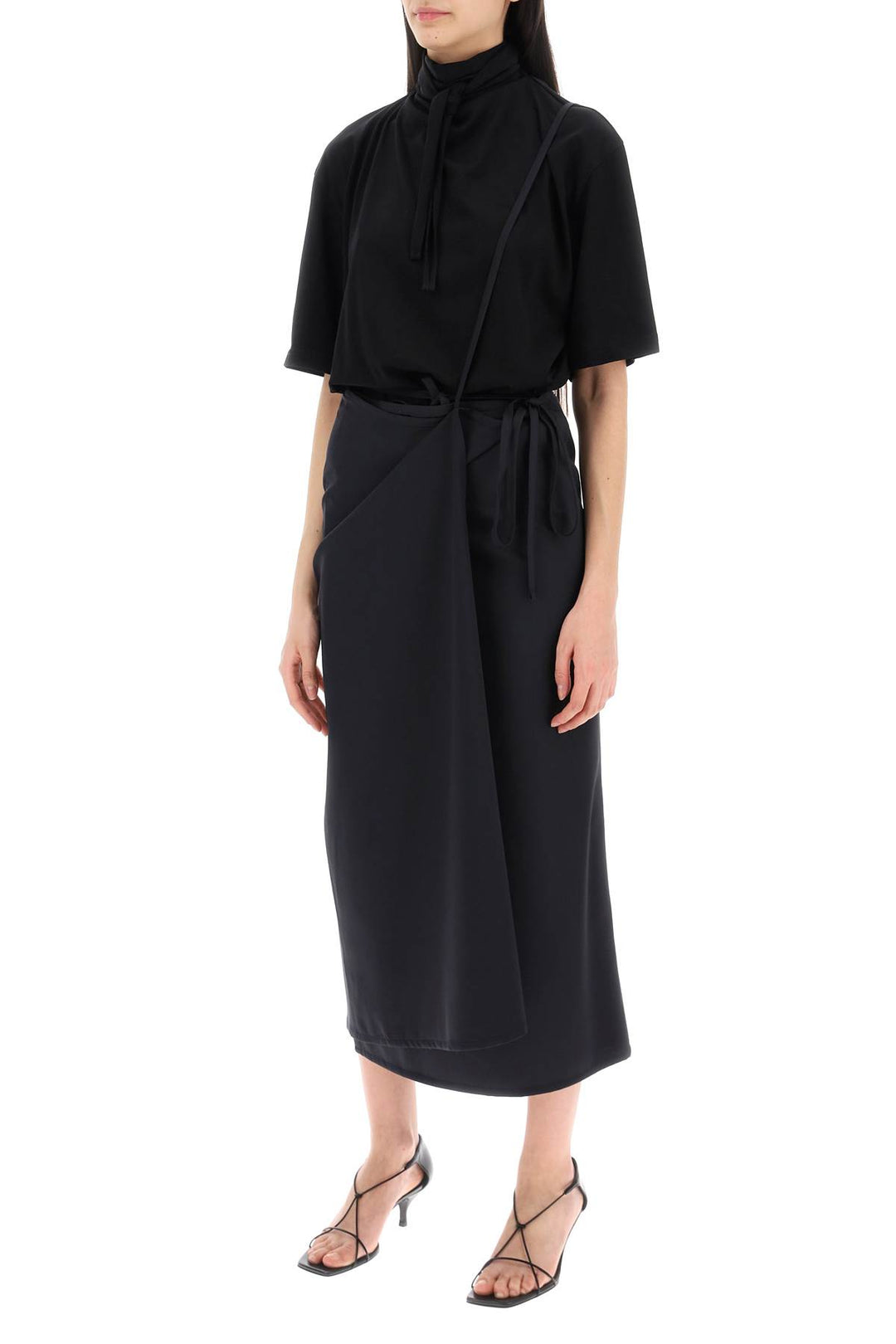 Lemaire Wool Wrap Skirt With Pockets   Nero