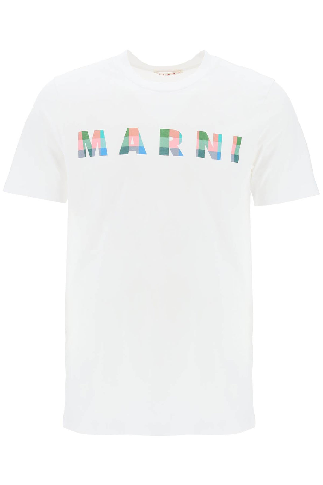 Marni Replace With Double Quotechecked Logo T Shirt With Square   Bianco