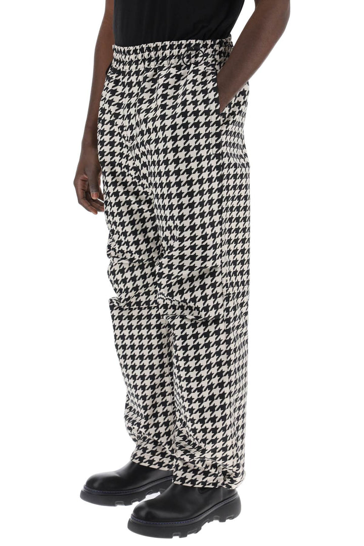 Burberry Workwear Pants In Houndstooth   Bianco