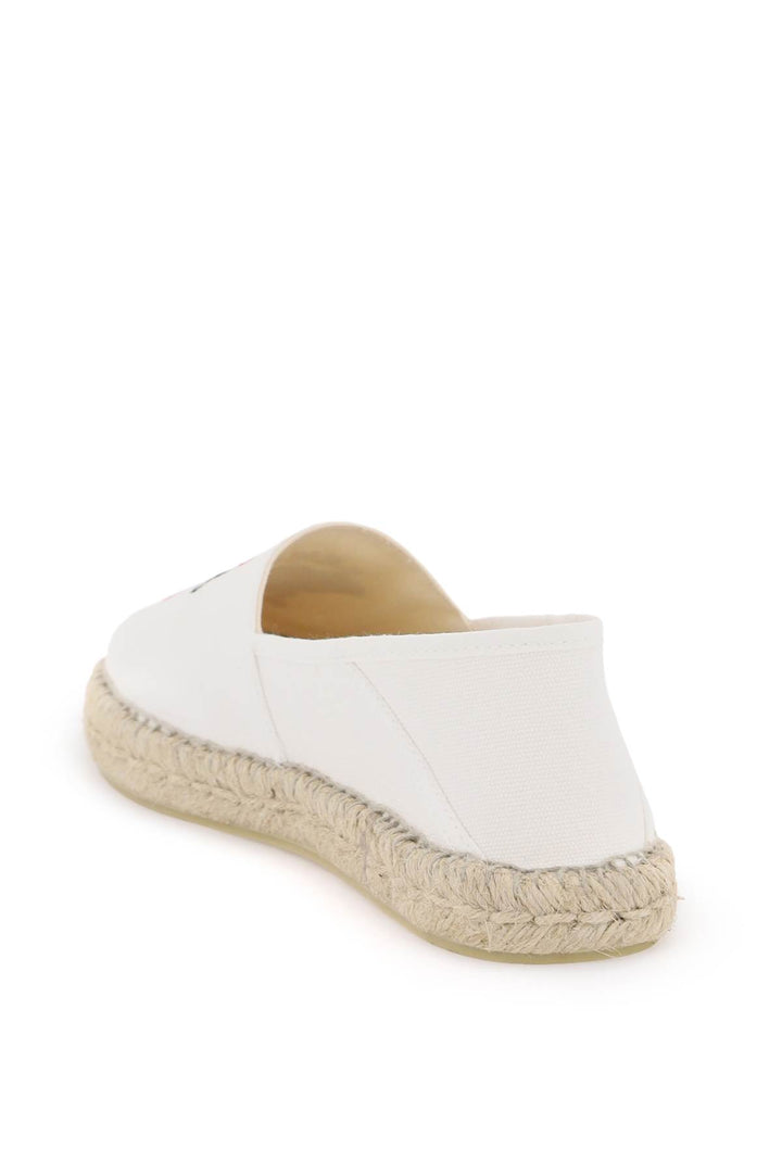 Kenzo Canvas Espadrilles With Logo Embroidery   Bianco