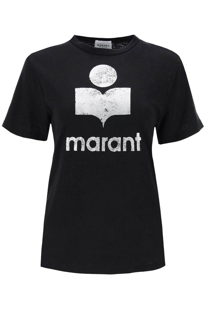 Isabel Marant Etoile Zewel T Shirt With Metallic Logo Print   Nero