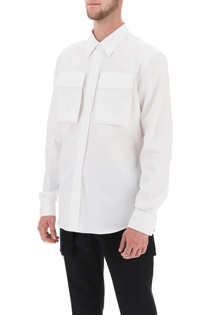 Alexander Mcqueen Regular Shirt In Poplin   Bianco