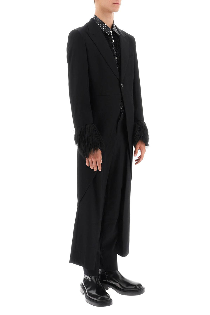 Comme Des Garcons Homme Plus Tailcoat With Eco Fur Inserts   Nero