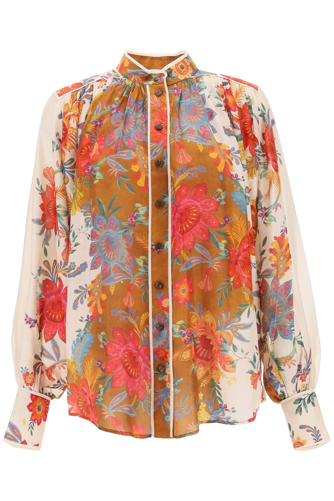 Zimmermann 'Ginger' Blouse With Floral Motif   Beige