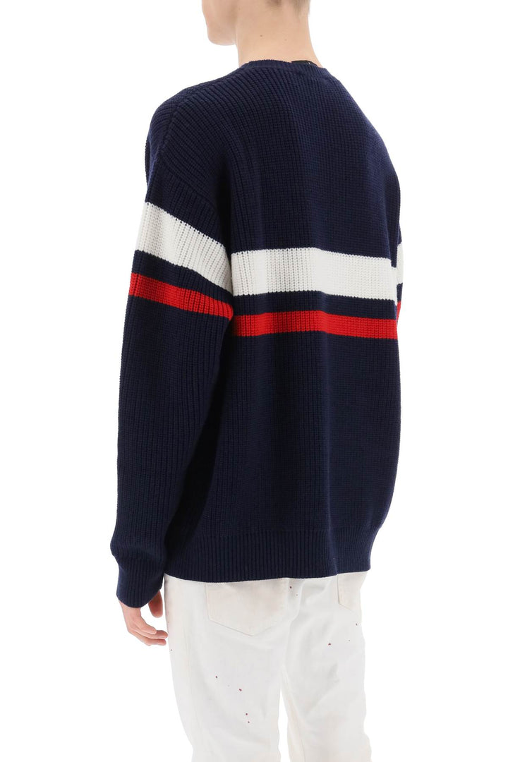 Dsquared2 Wool Sweater With Varsity Patch   Blu