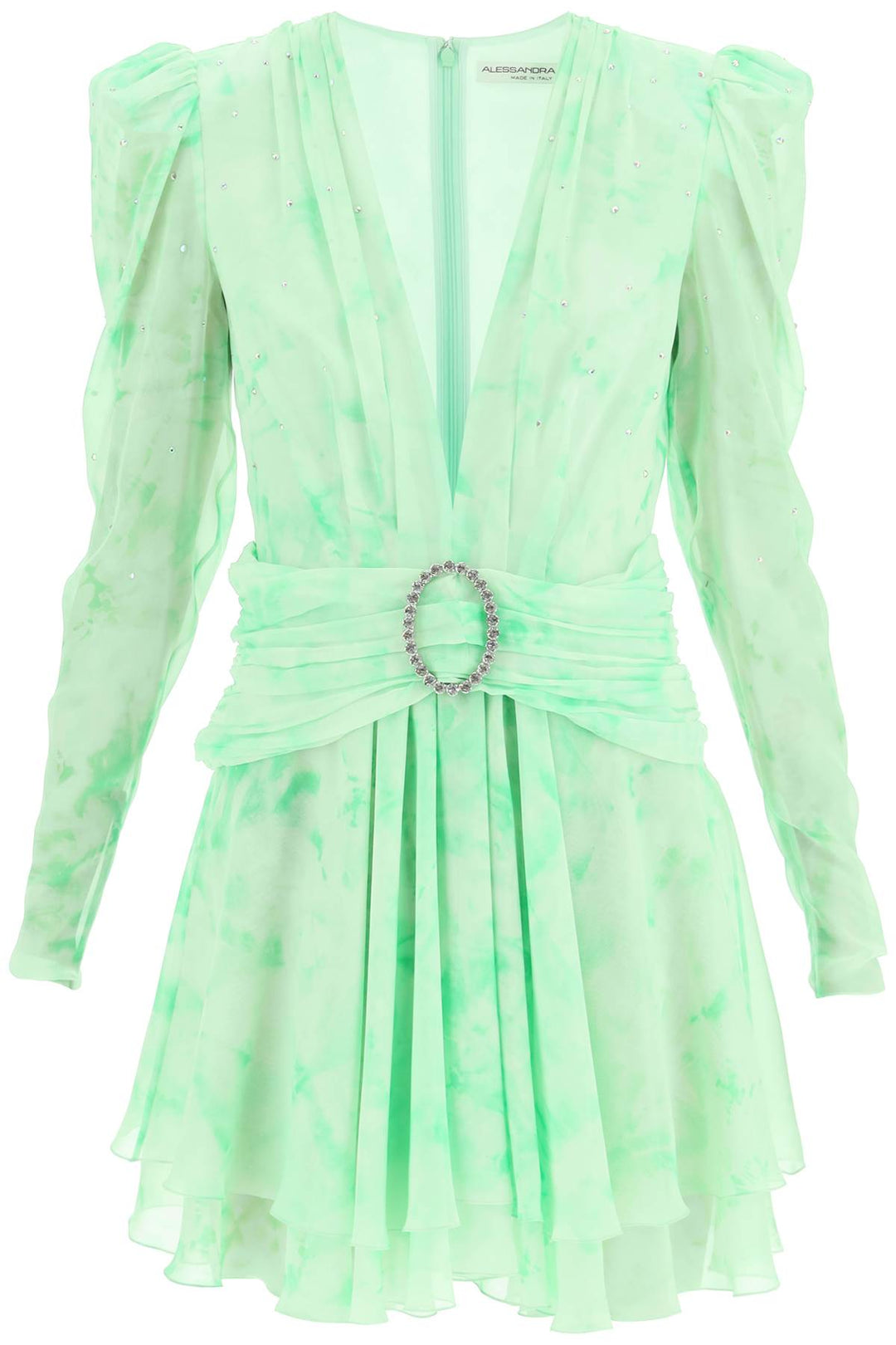 Alessandra Rich Silk Mini Dress   Verde