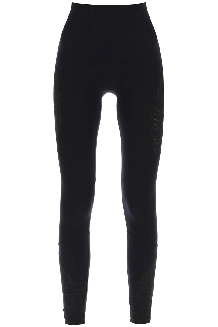 Versace Sports Leggings With Lettering   Nero